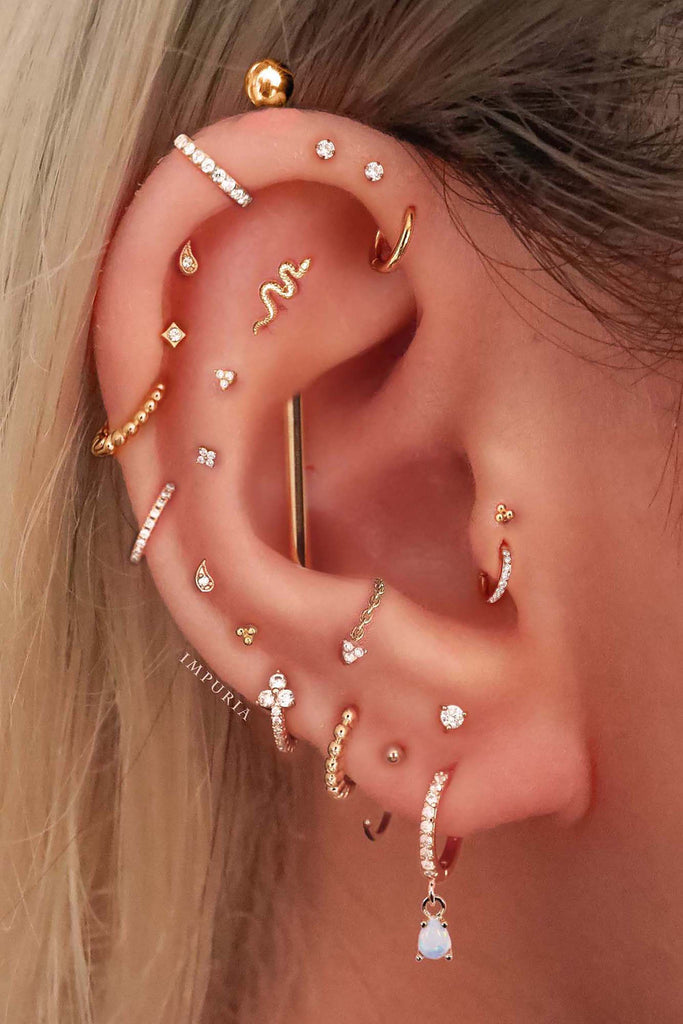 Cute Multiple Ear Piercing Ideas for Women with Cartilage Earrings from Impuria Jewelry - www.Impuria.com