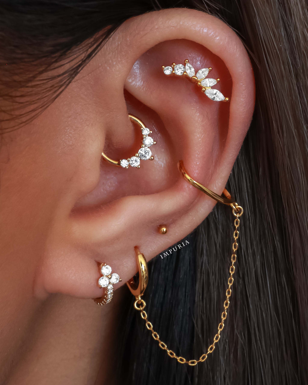 Crystal Daith Ear Piercing Jewelry Earring Cartilage Hoop Ring 16G ...