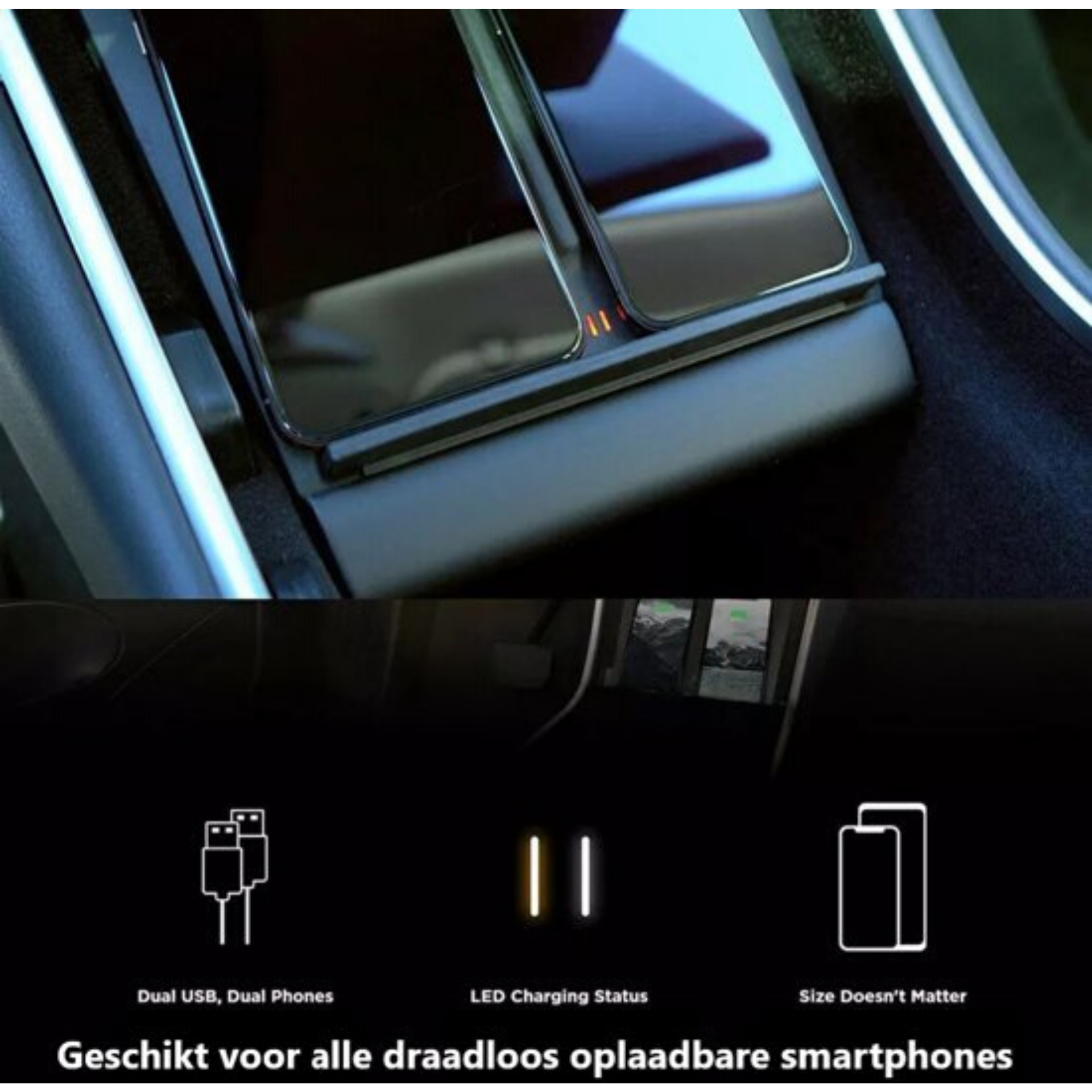 verkoopplan partitie Verhuizer Tesla Model 3 Draadloze Oplader QI Wireless dual car charger 10W Tesla  Accessoires Nederland België – Mijn-Tesla
