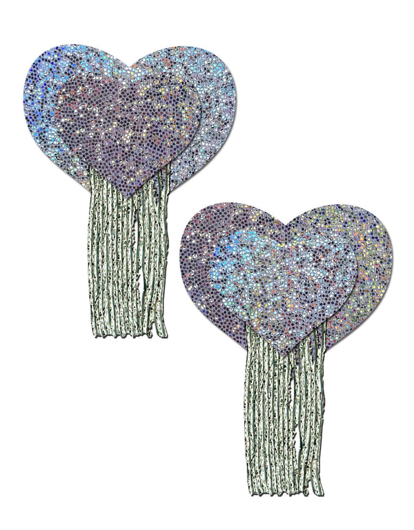 Red Heart Nipple Tassels - Holographic