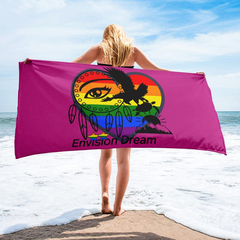 Envision Dream Rainbow Pink Beach Towel