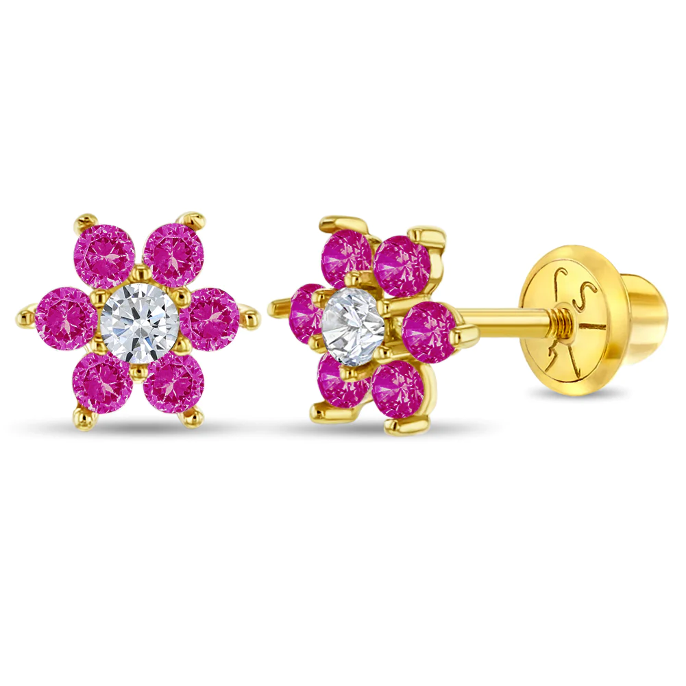 Fuschia Flower Kids Earrings