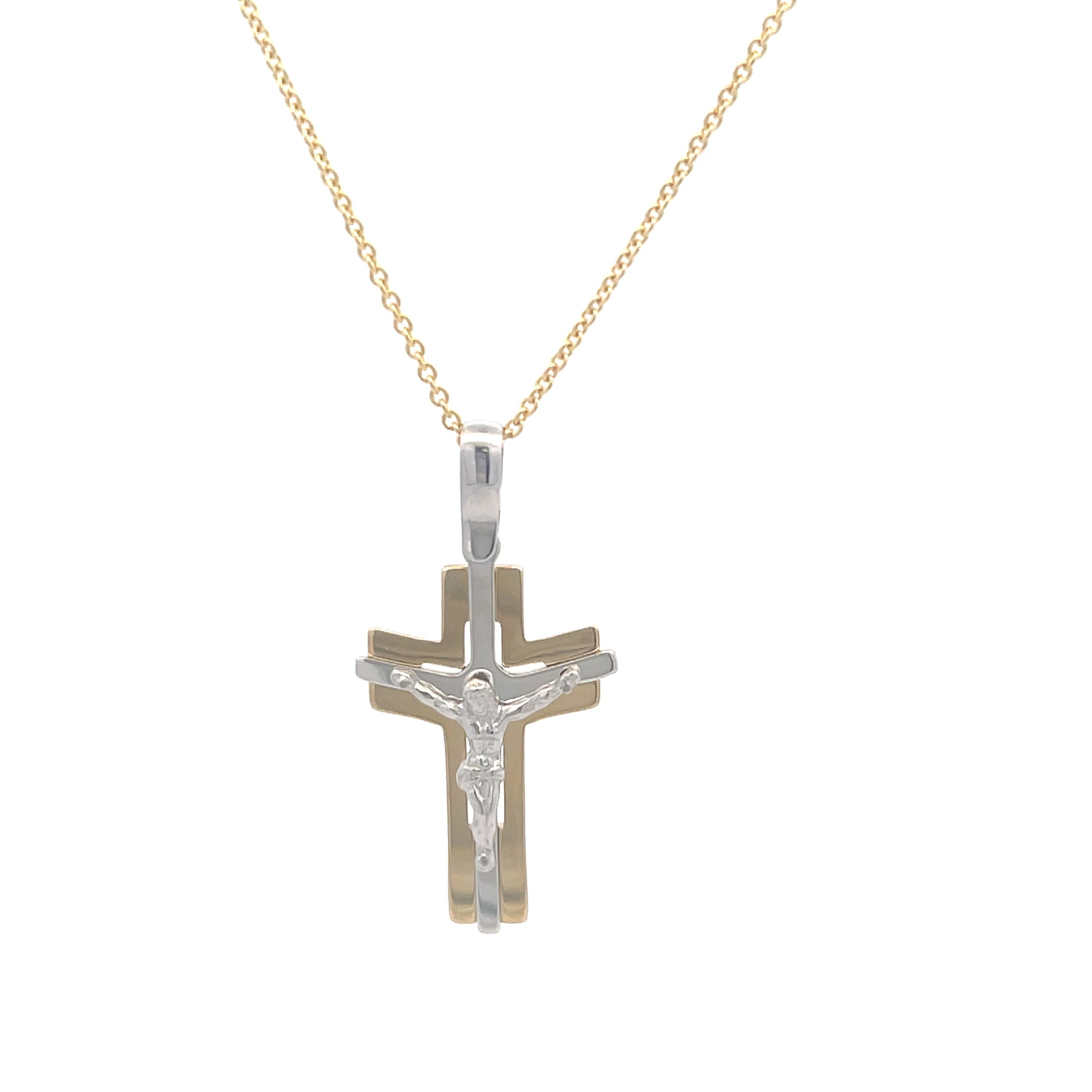 Two Tone Crucifx 25MM Pendant