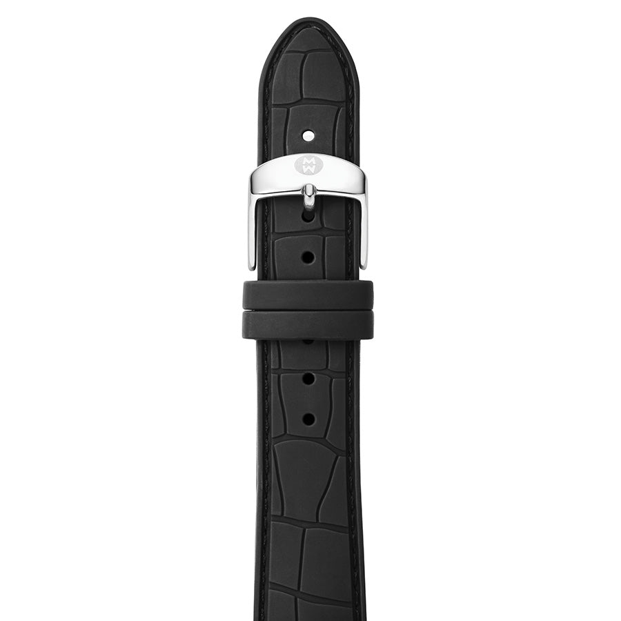 16mm Black Silicone Croc Embossed Strap