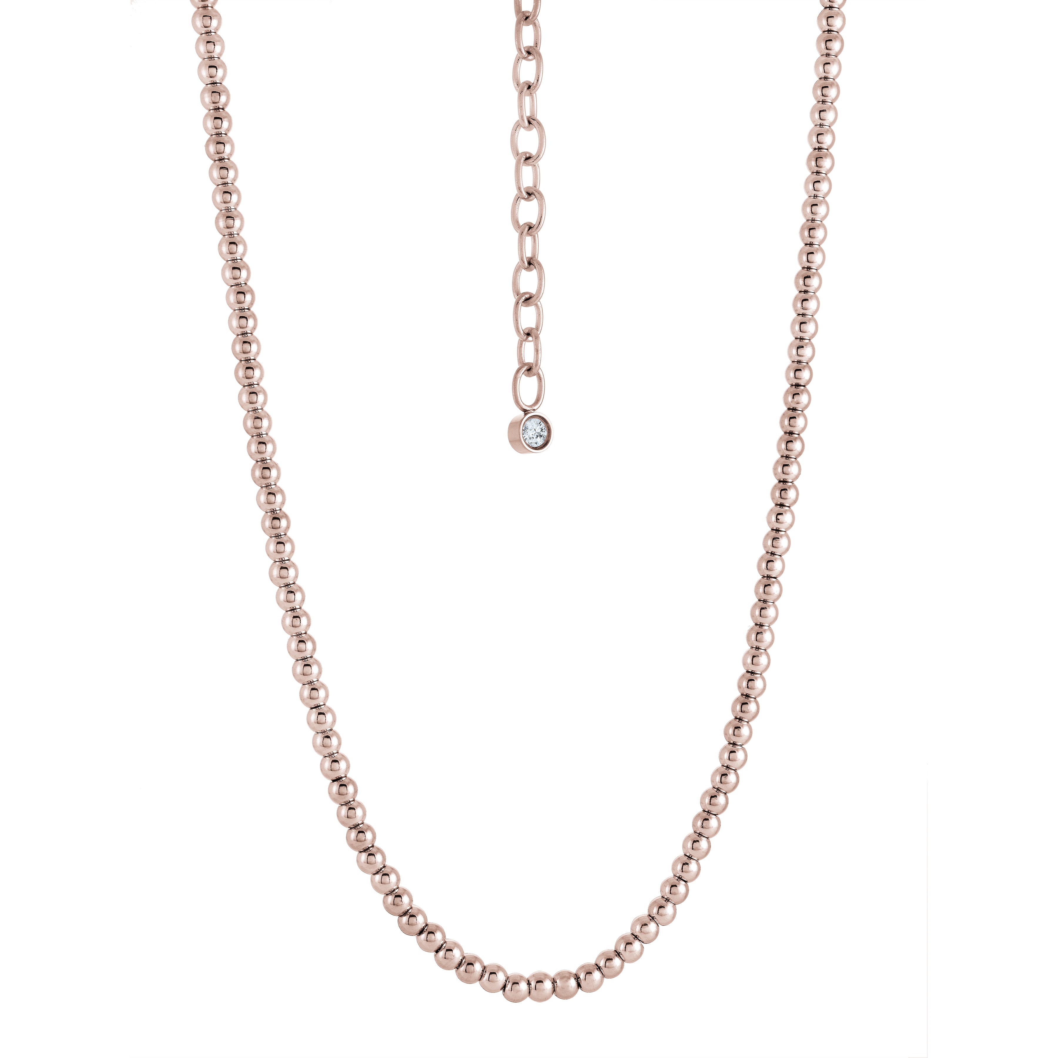 4MM Round Ball Rose Steel Necklace