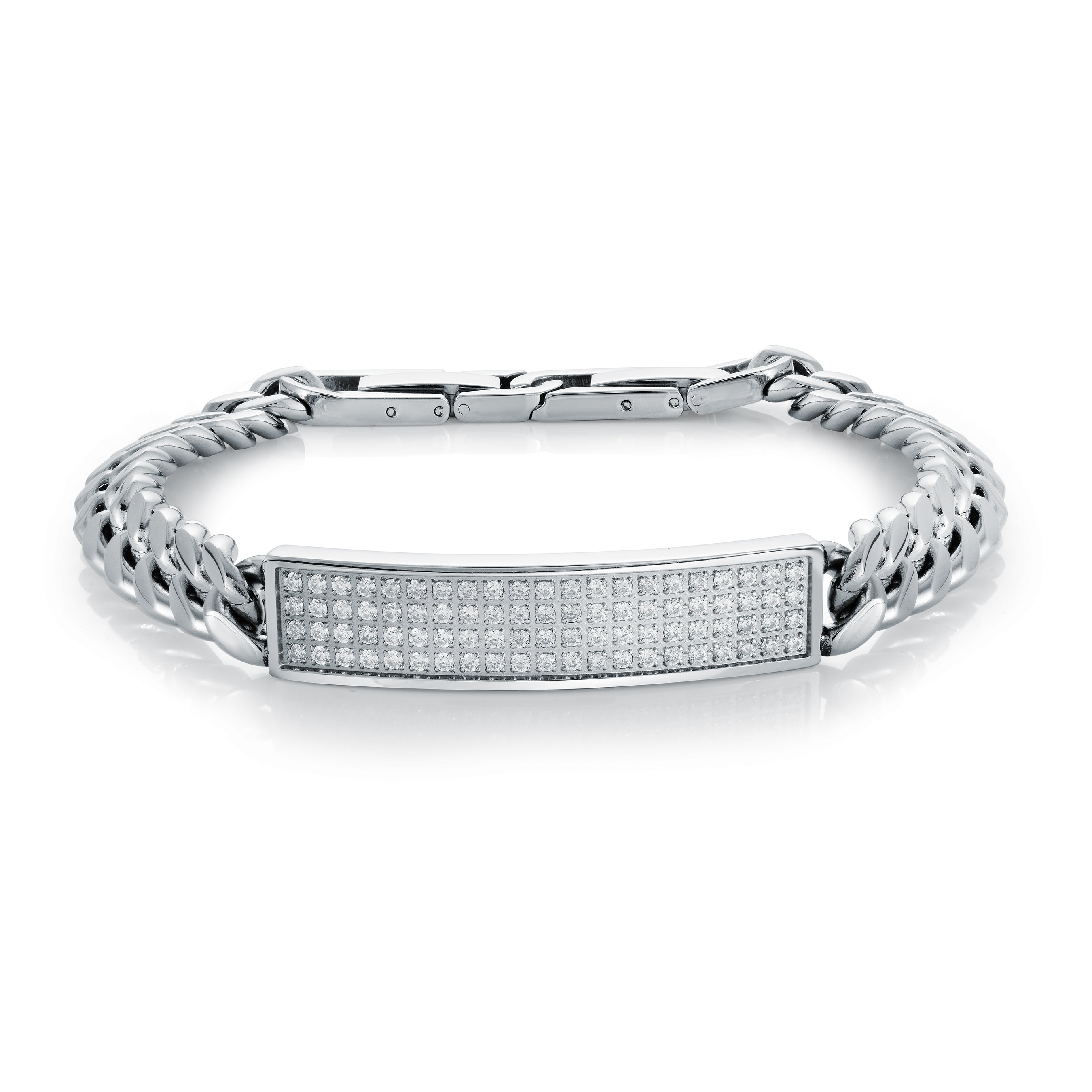 8MM Curb Link Pave Steel Bracelet