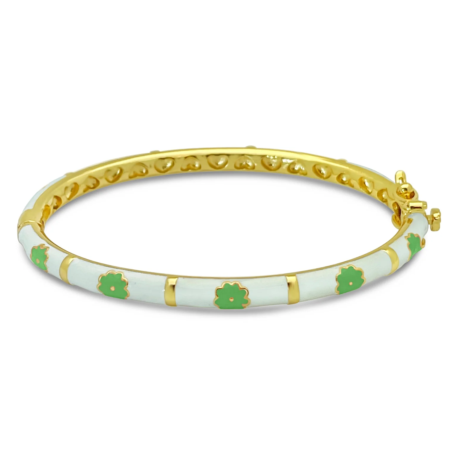 White/Green Flower Kids Bangle Bracelet