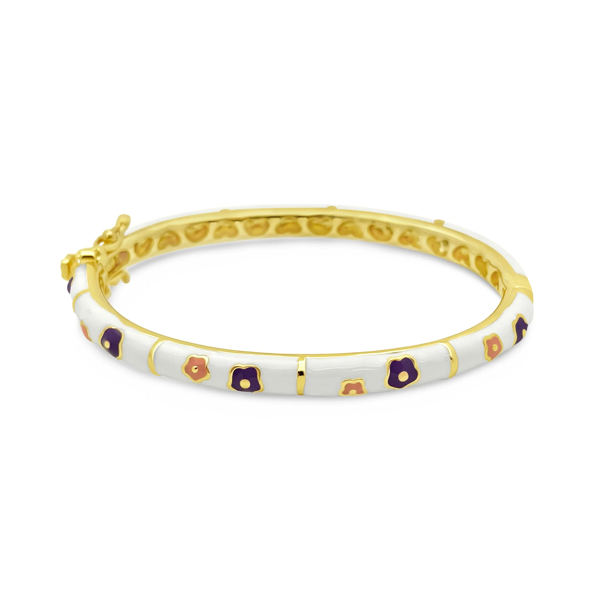 White/Pink/Purple Flowers Kids Bangle Bracelet