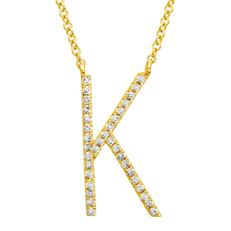 17MM Uppercase Diamond Initial Necklace