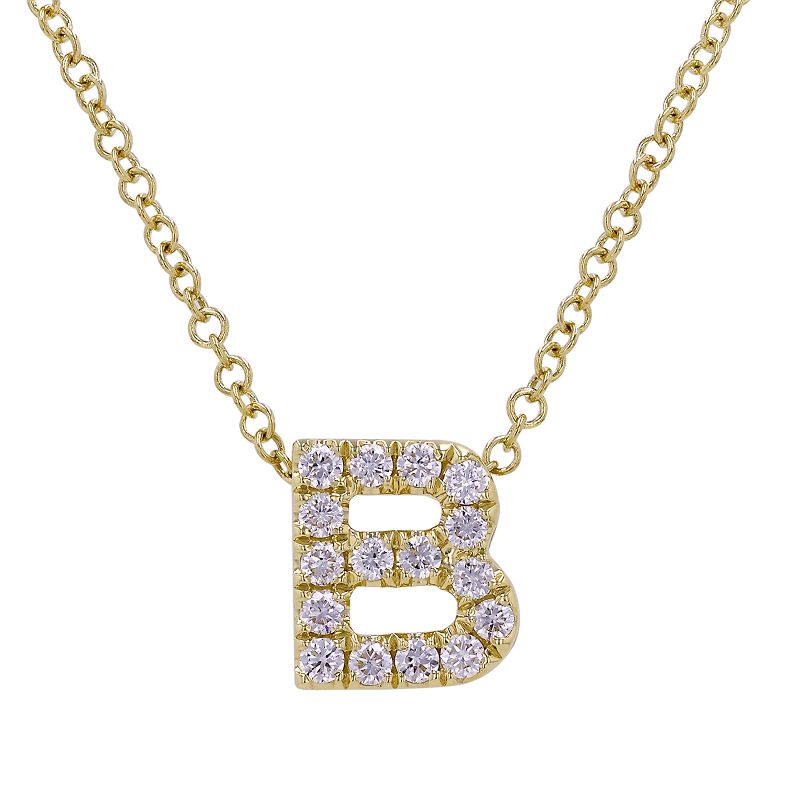 7.5MM Uppercase Diamond Initial Necklace 14KY