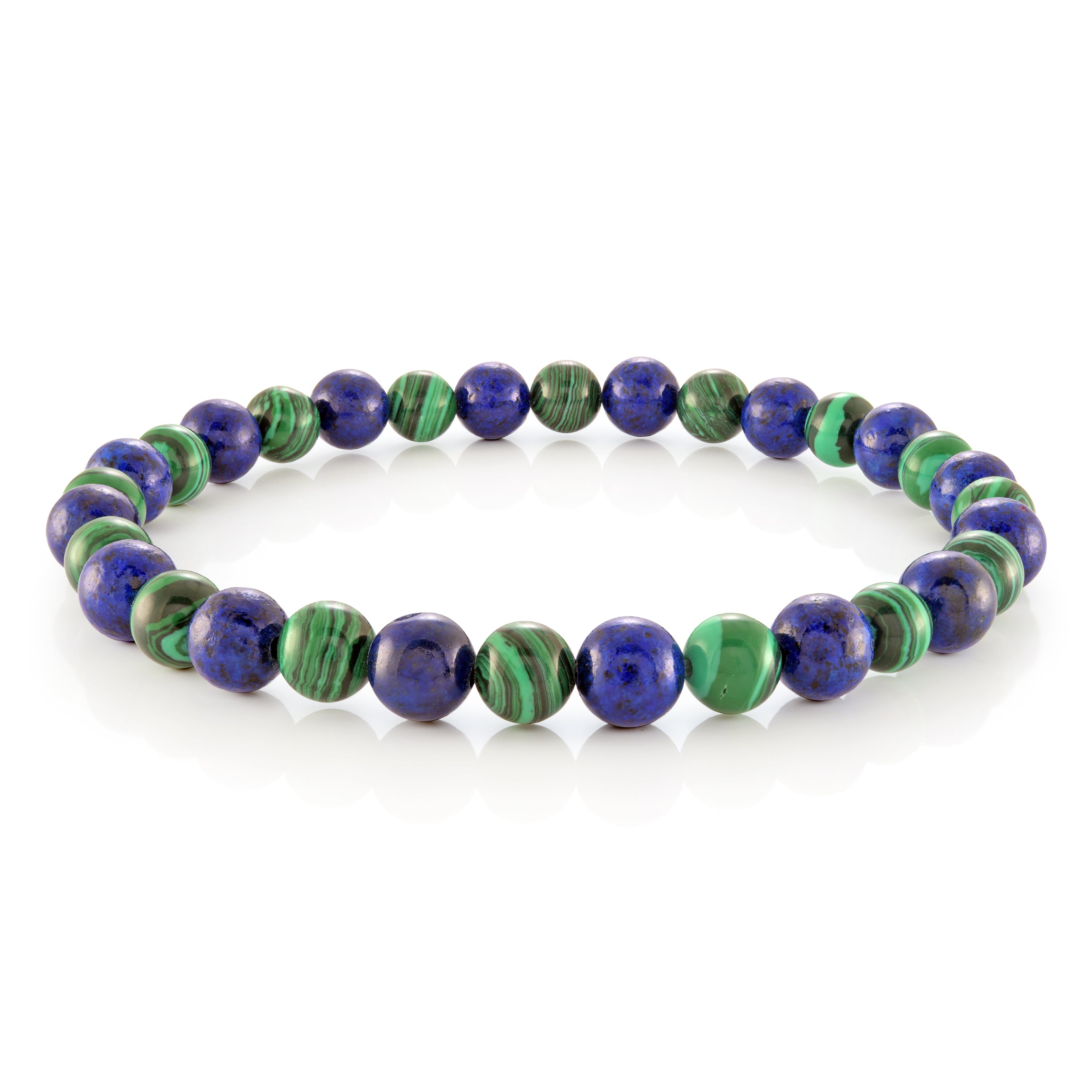 Malachite and Lapis 6MM Bead Bracelet