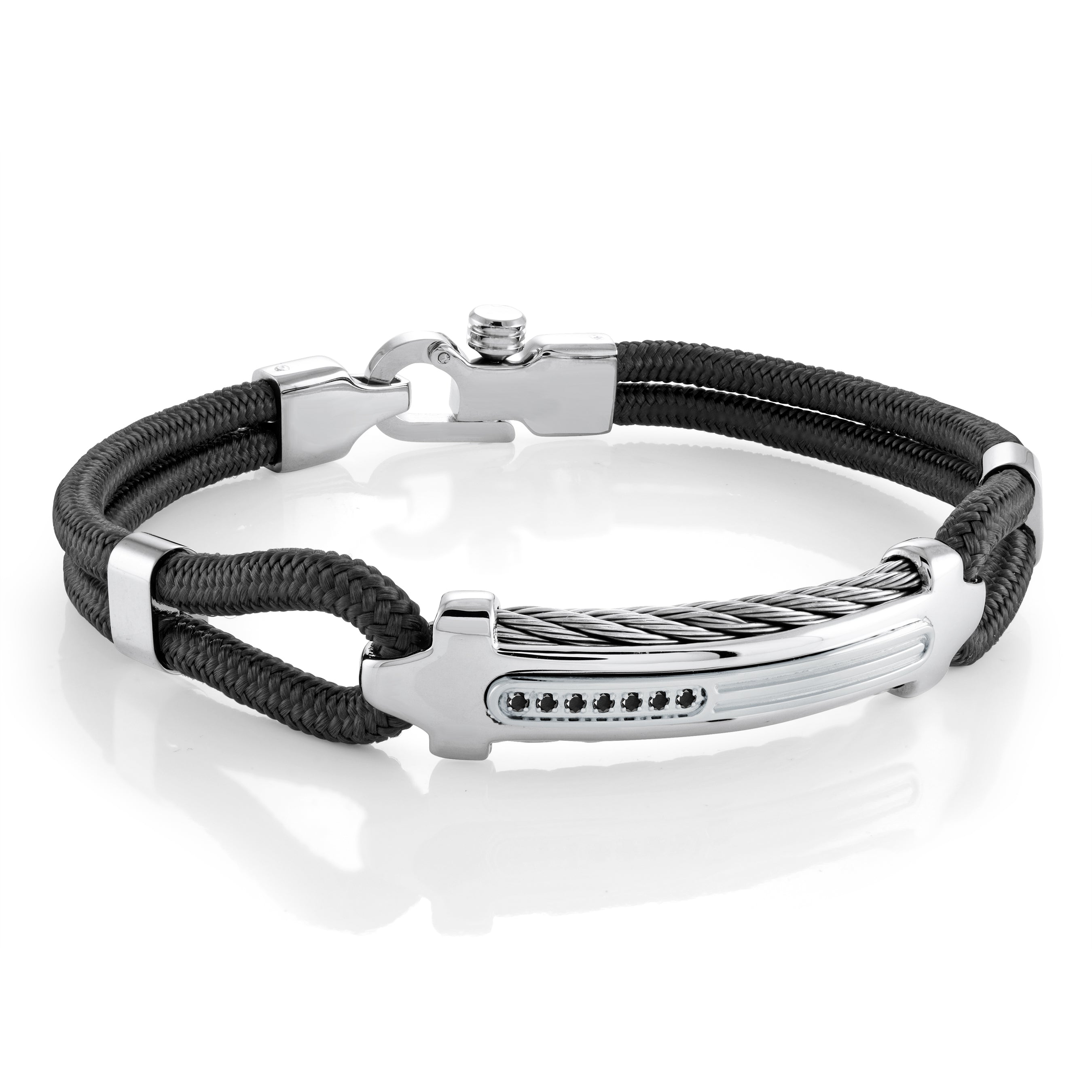 Black Steel Plate CZ Bracelet