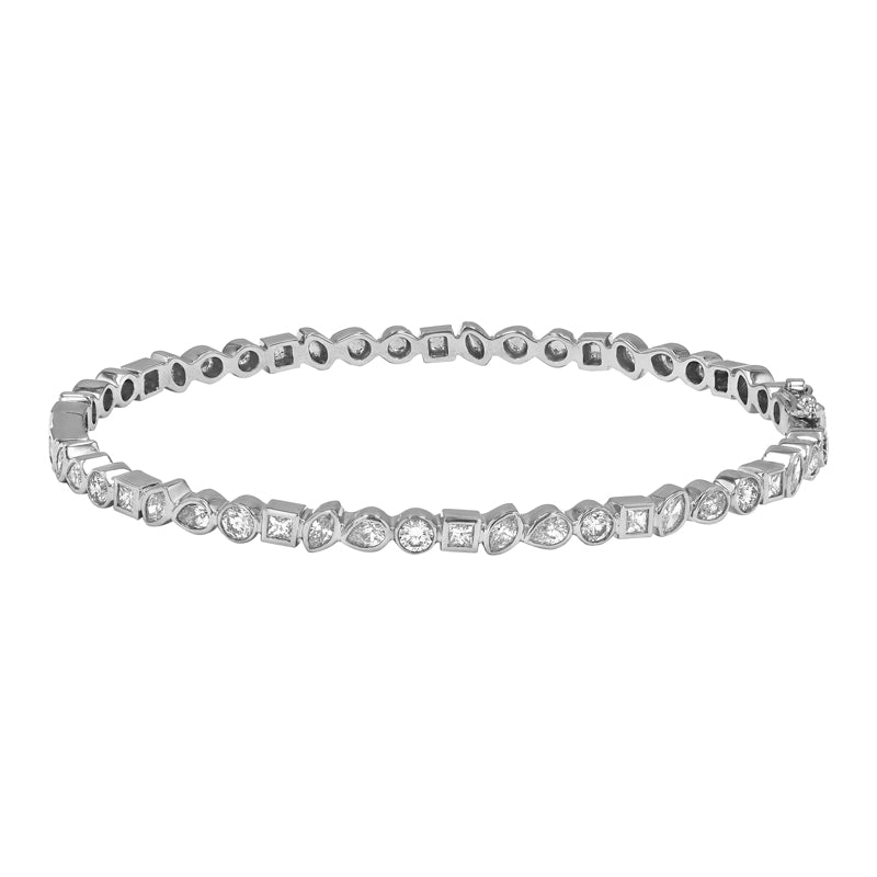 Mixed Shape Diamond Bangle Bracelet