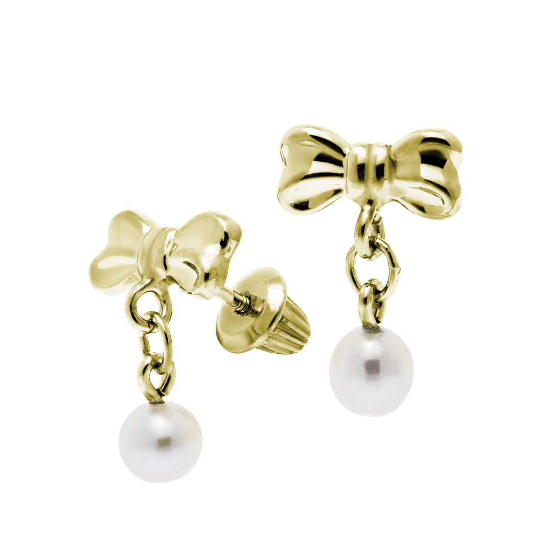 Bow Pearl Kids Earrings