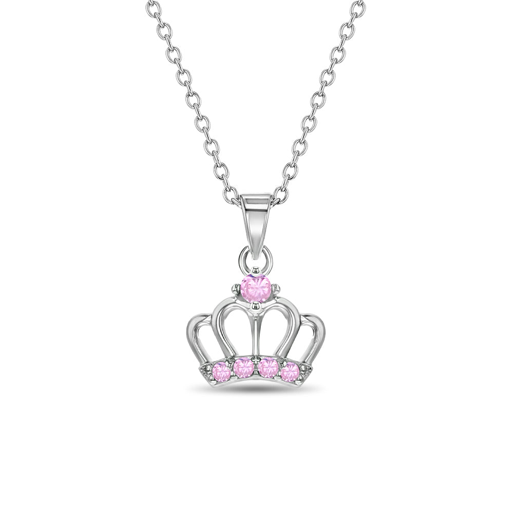 Kids Pink Crown Necklace