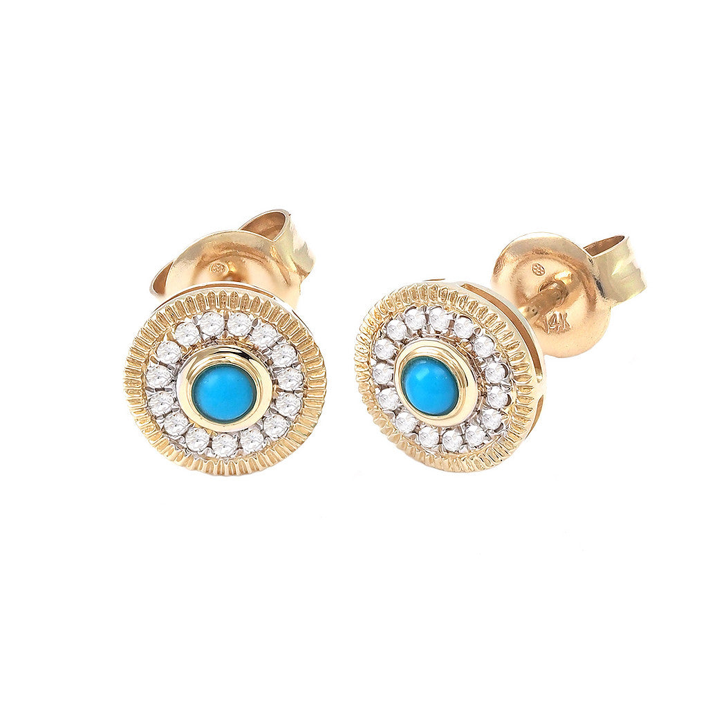 Turquoise Diamond Stud Earrings