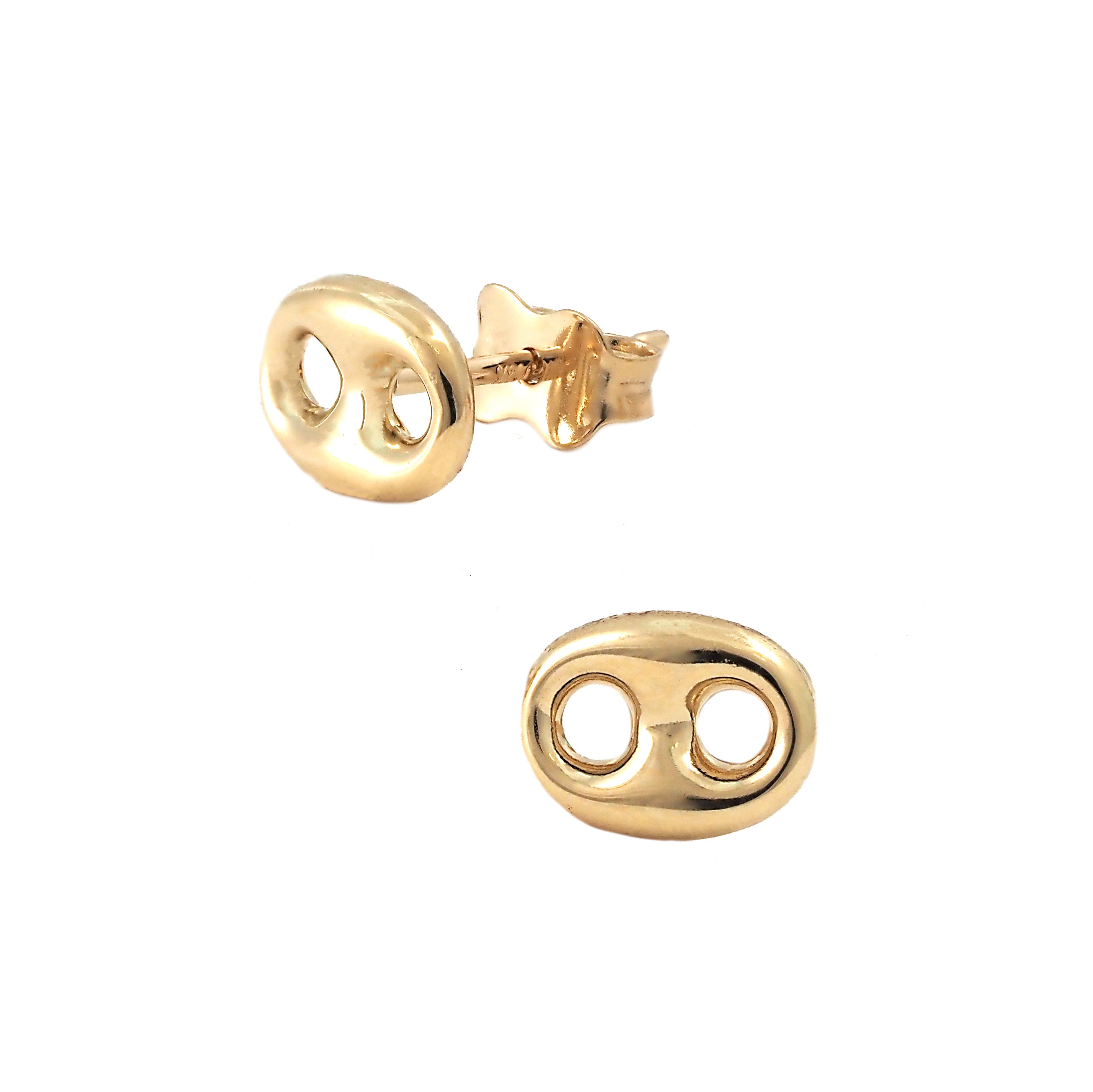 6.5MM Puffed Mariner Link Stud Earrings