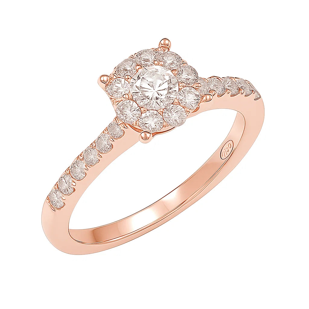.75ct Diamond Solitaire Illusion Shank Rose Gold Ring