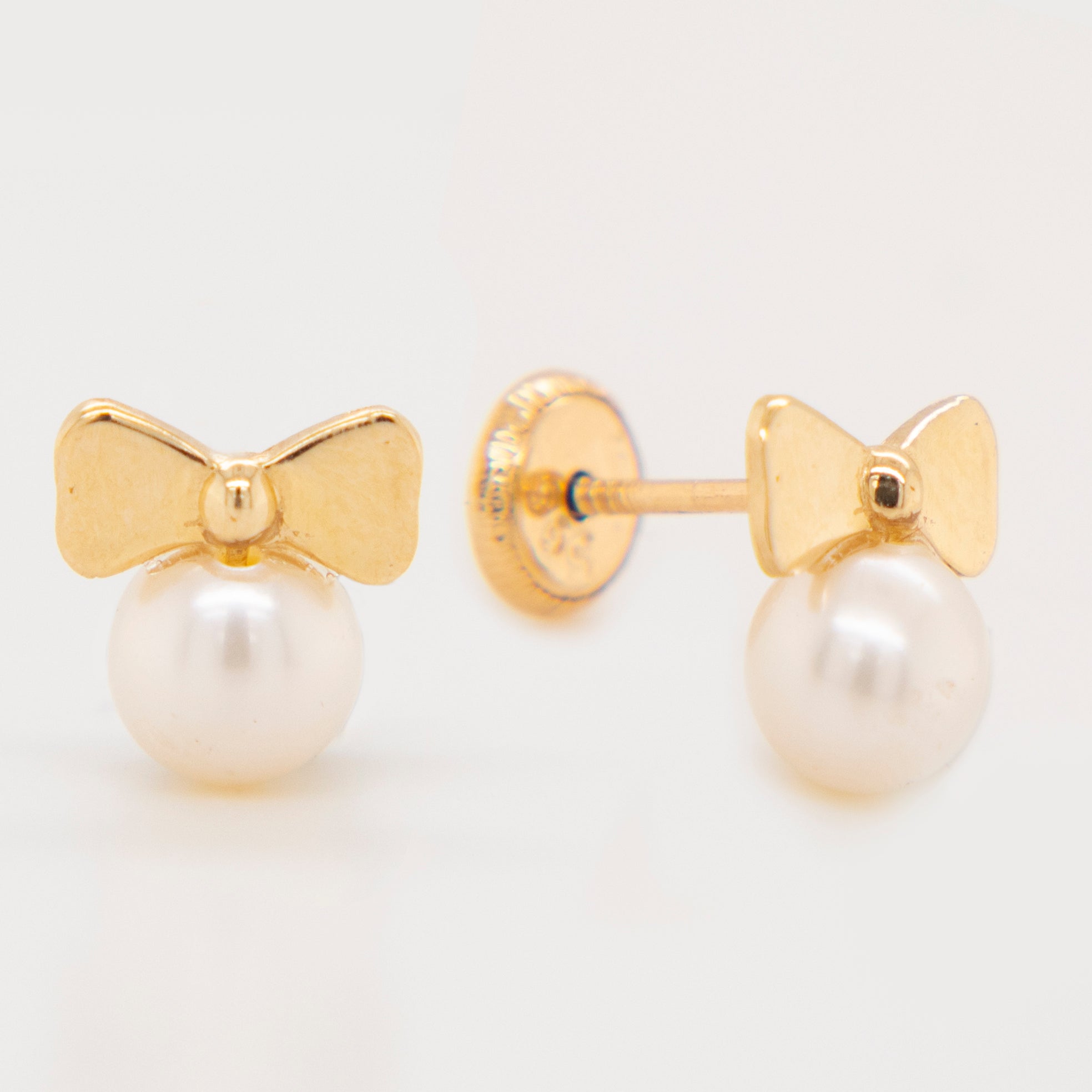 Bow and Pearl Stud Earrings