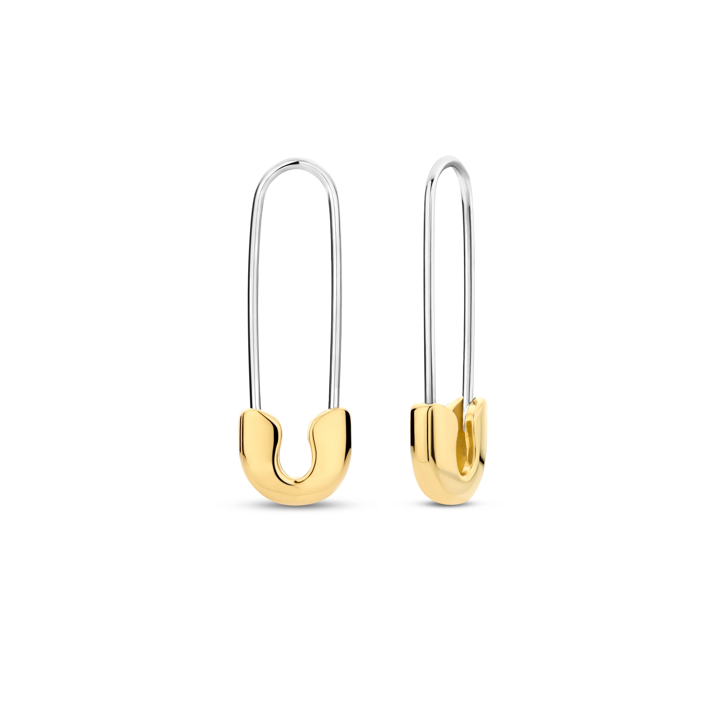 Safety Pin Two Tone Earrings