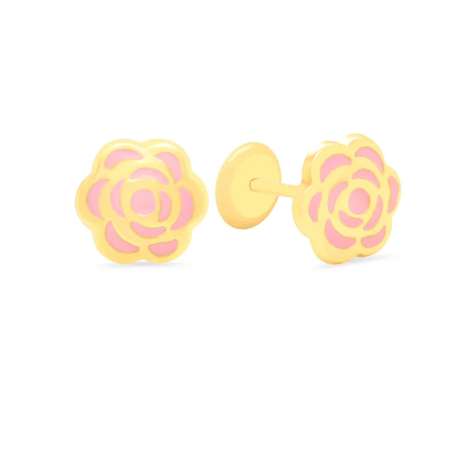 Pink Flower Stud Earrings