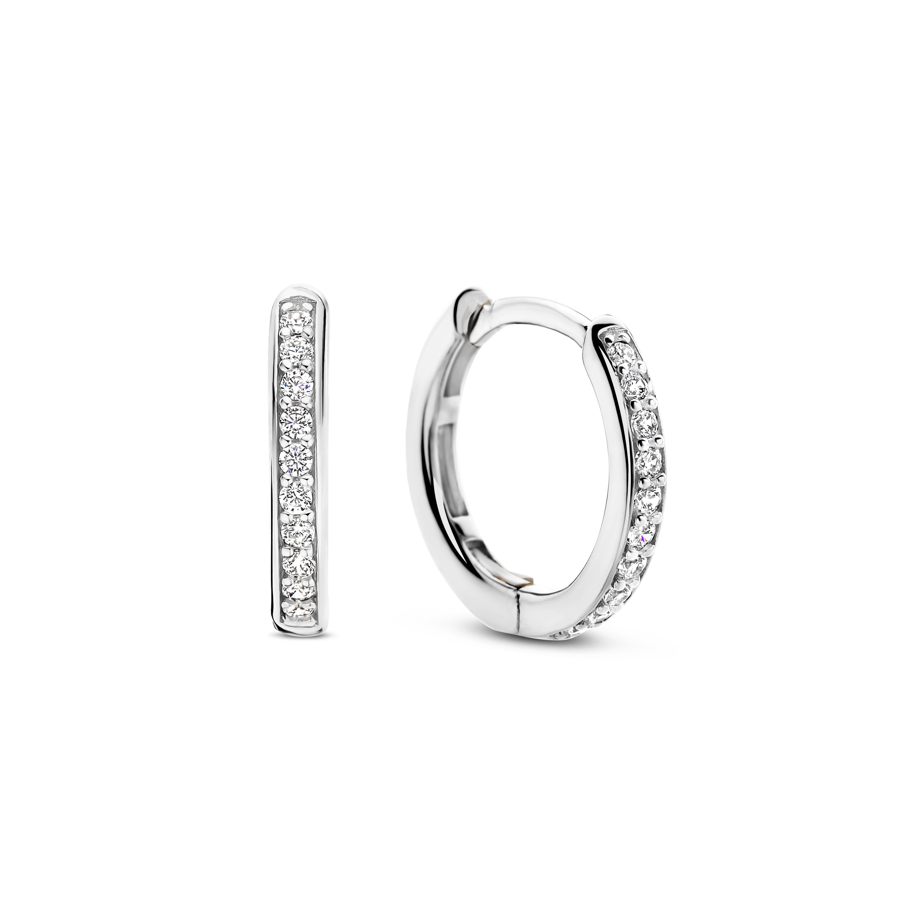 Basic 14MM Silver Sparkle Huggie Earrings