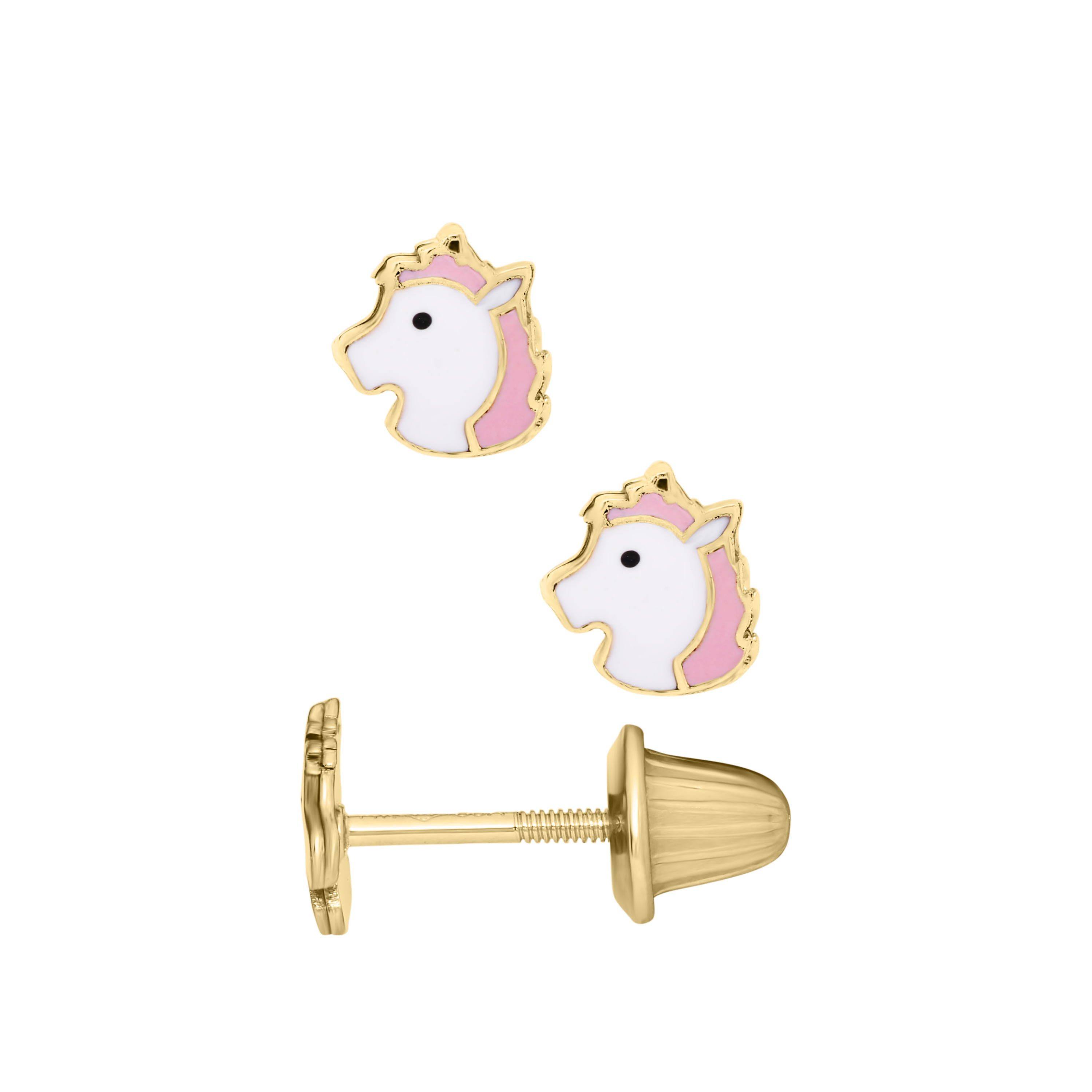 Pink/White Unicorn Stud Earrings