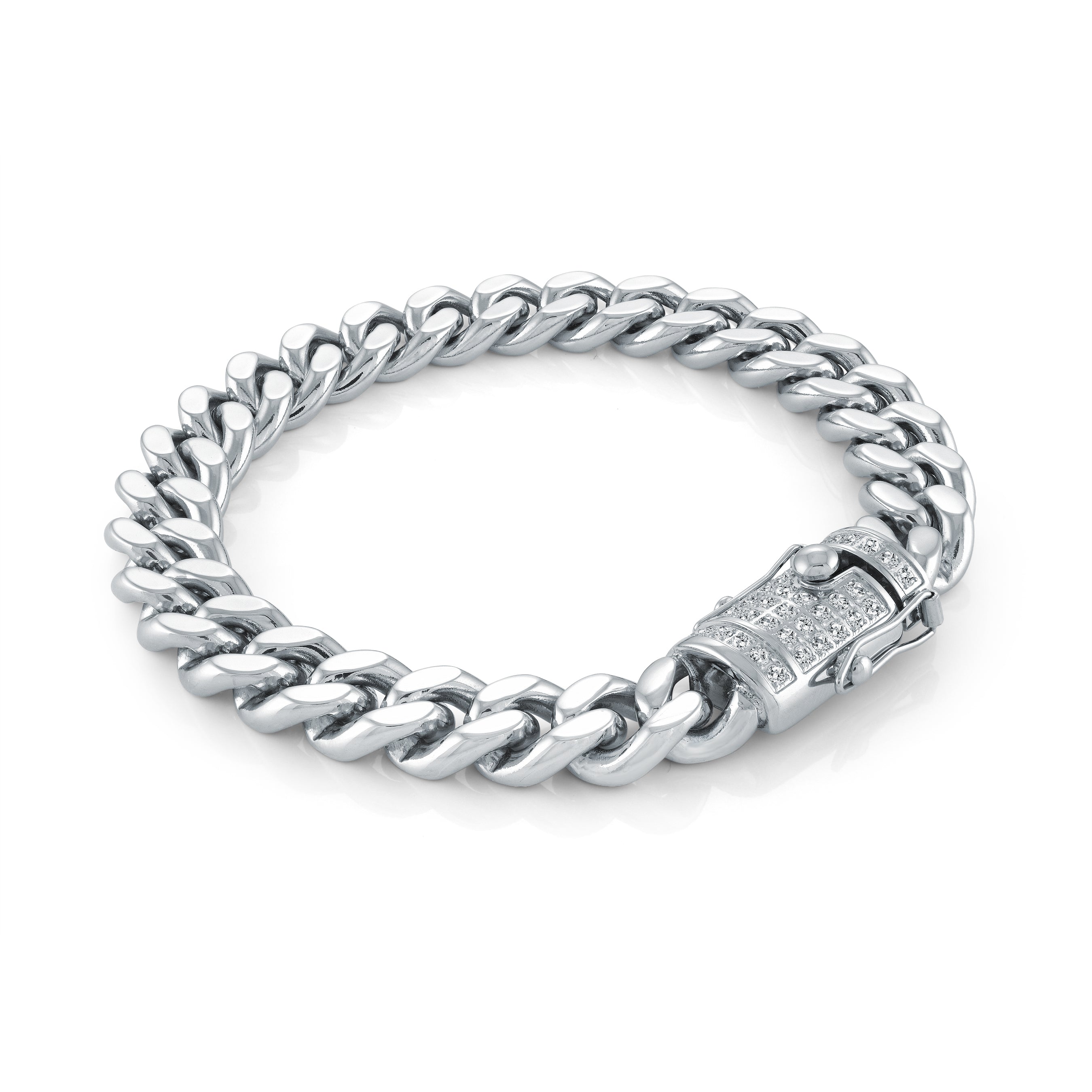 10MM Cuban Zirconia Steel Bracelet