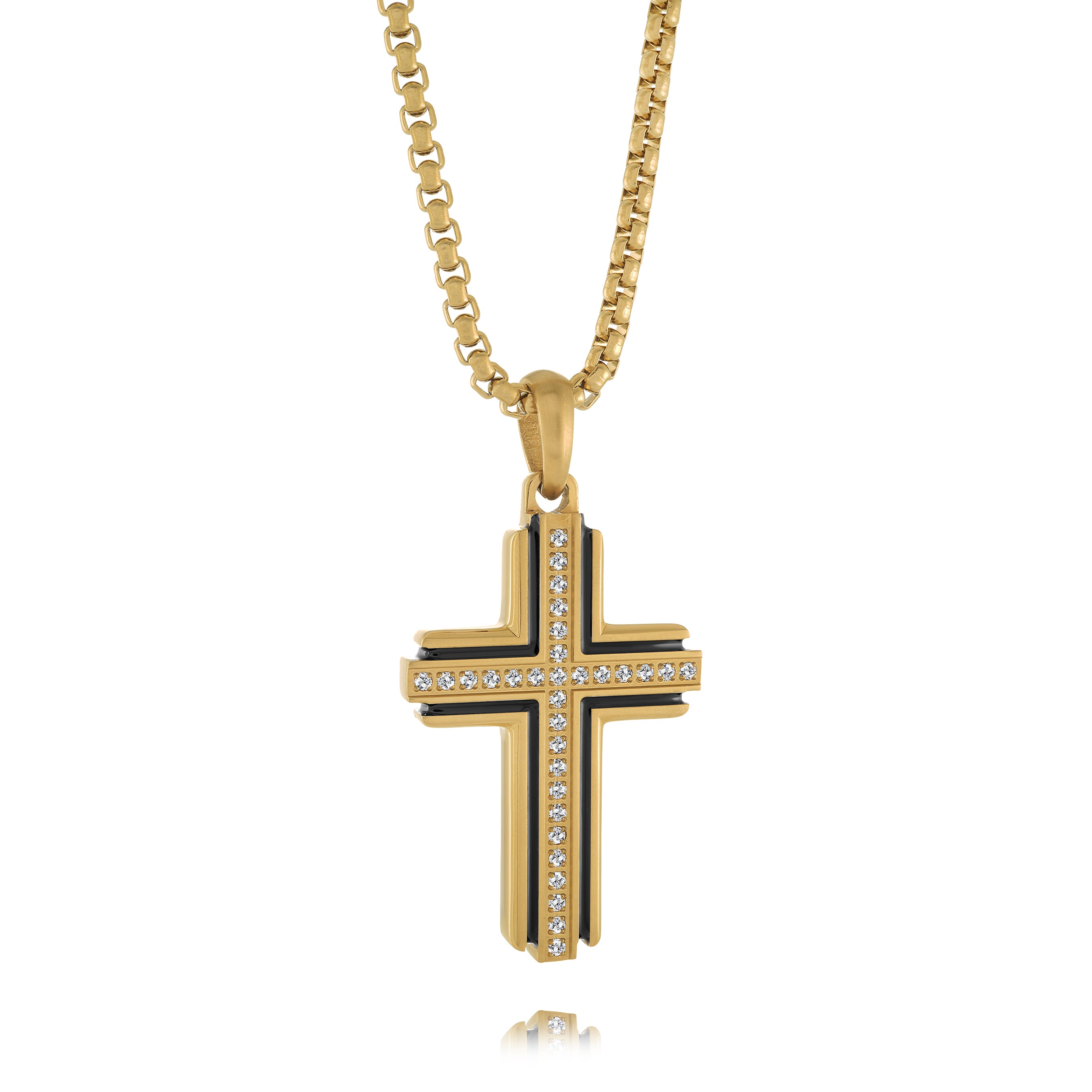 Yellow Cross Zirconia Necklace