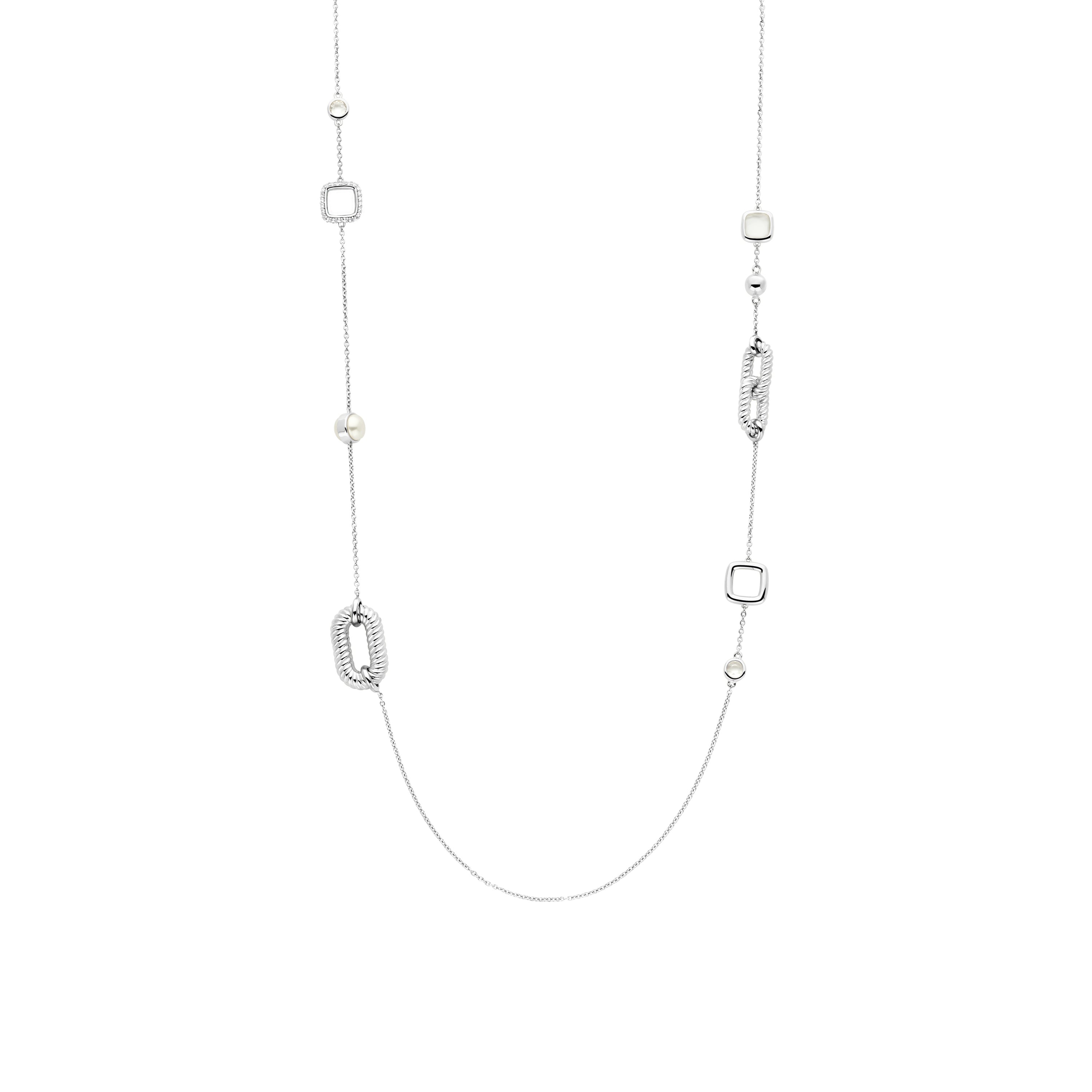 Rope Link Silver Long Necklace