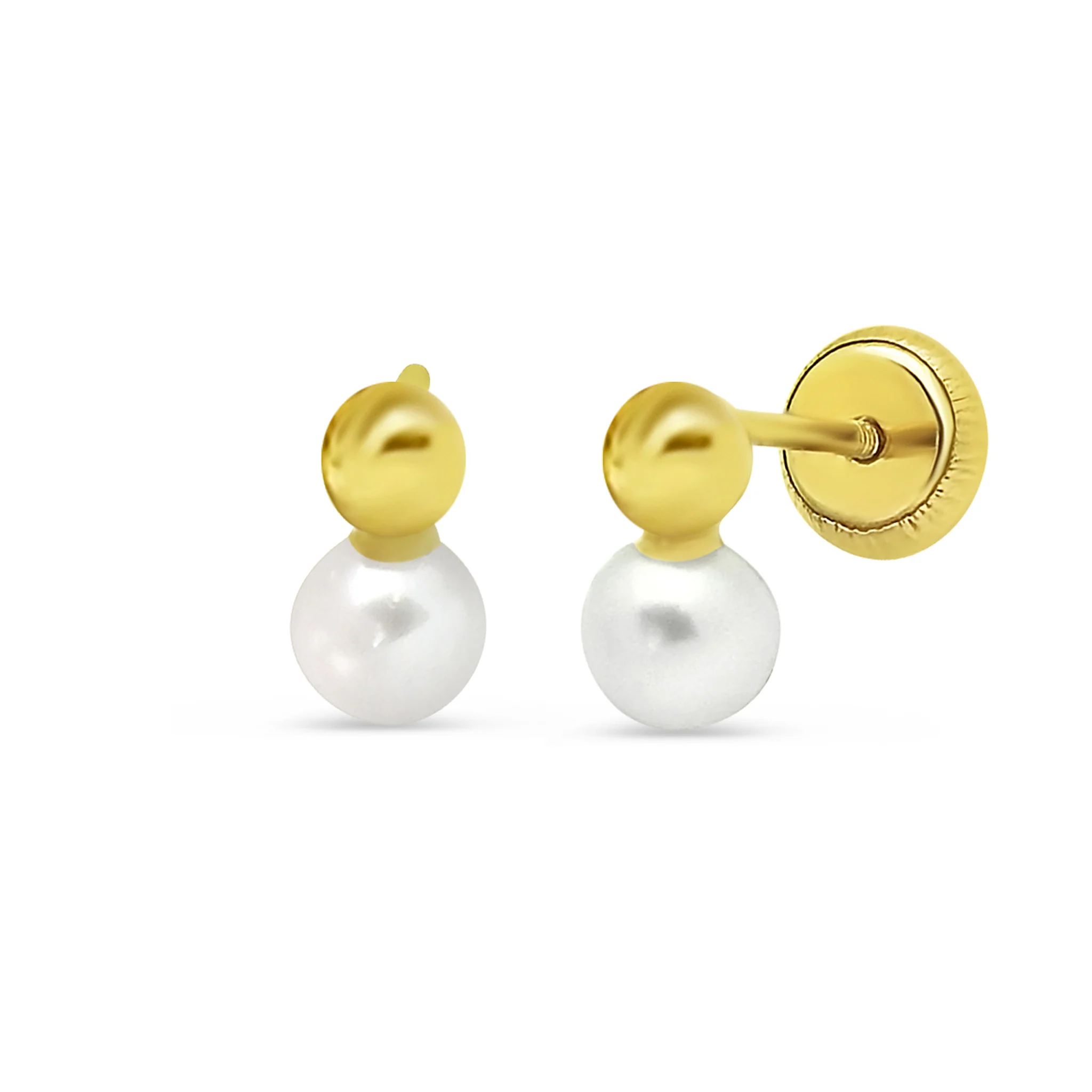Drop Pearl Gold Stud Earrings
