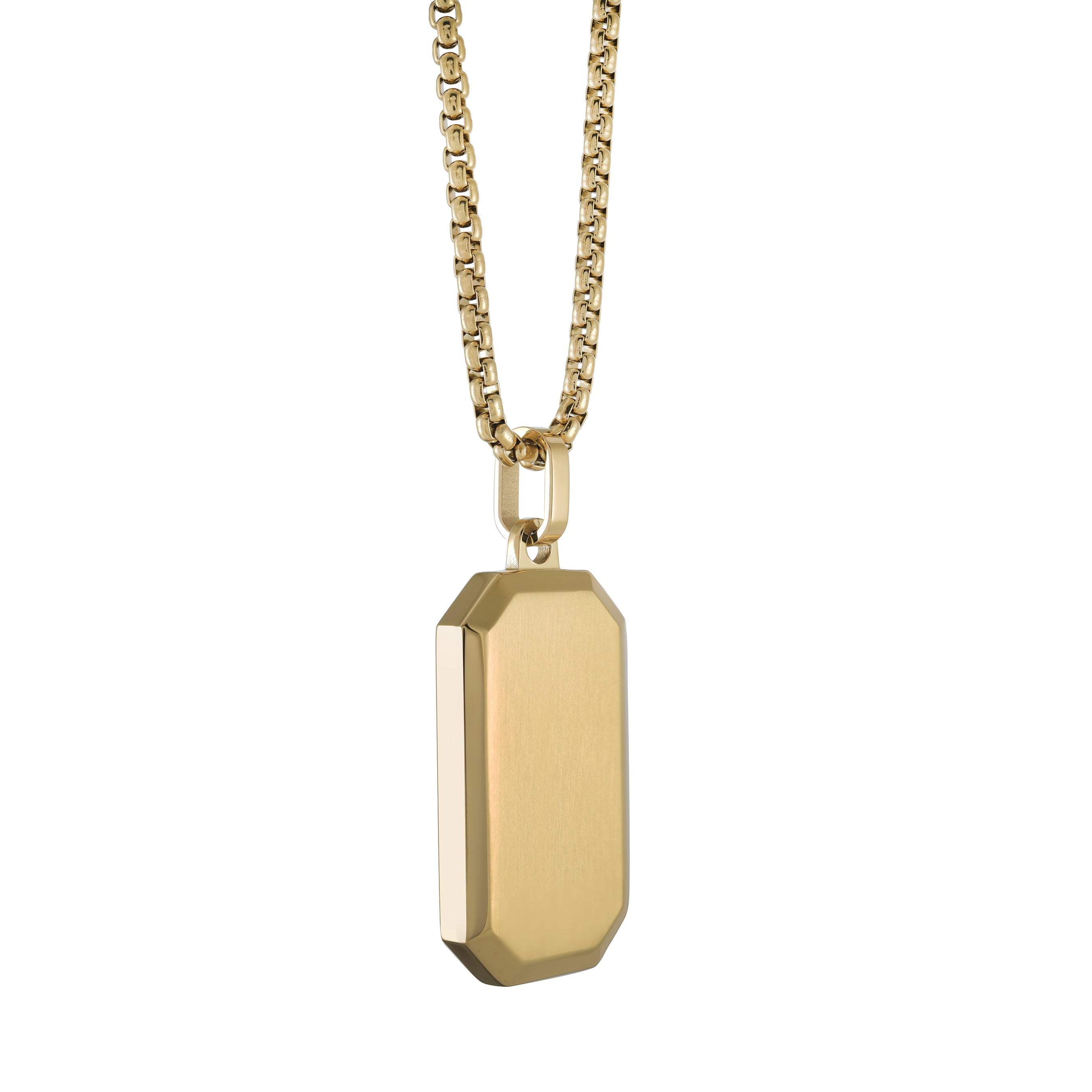 Yellow Steel Octagonal Dogtag Necklace