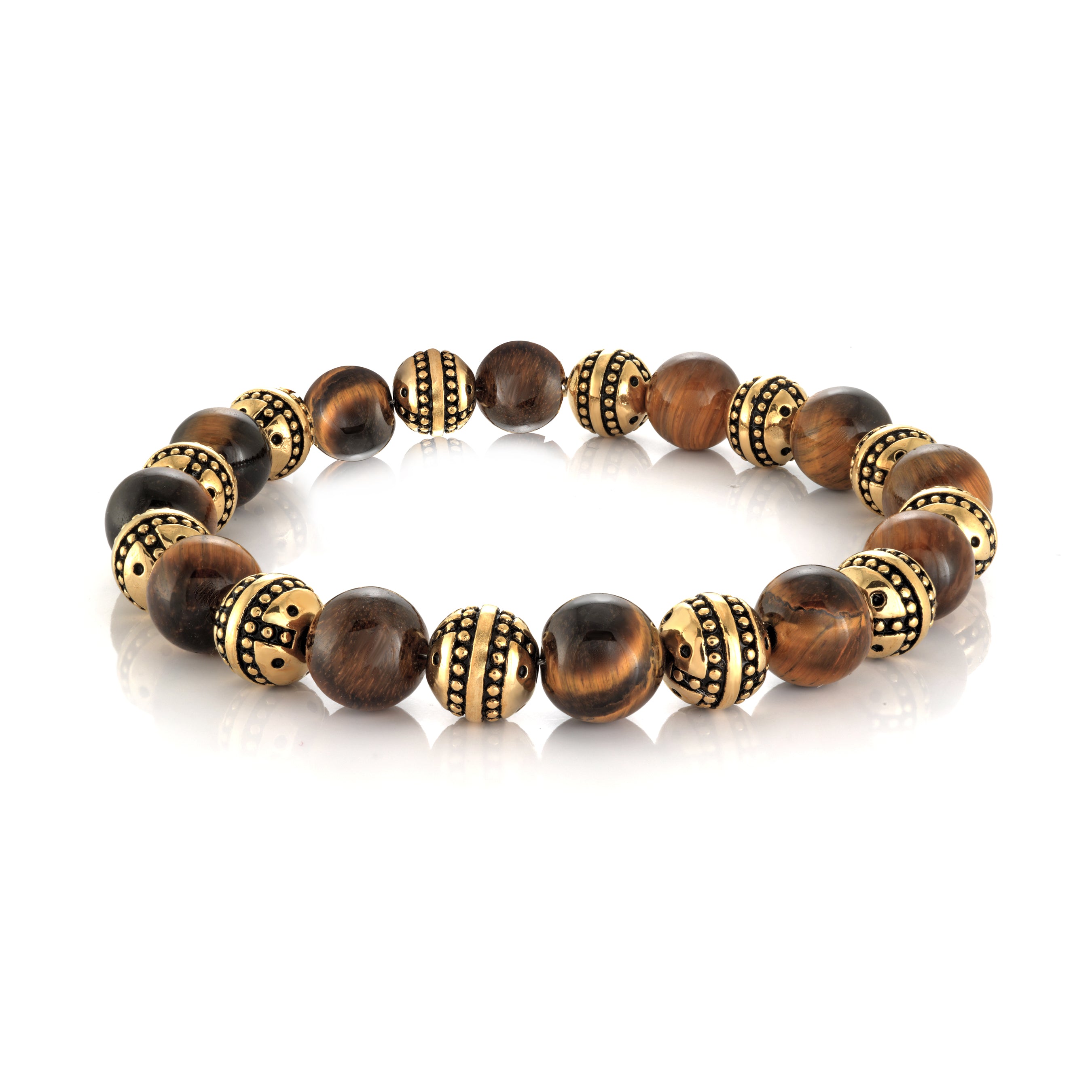 Yellow Steel 6MM Tiger Eye Bead Bracelet