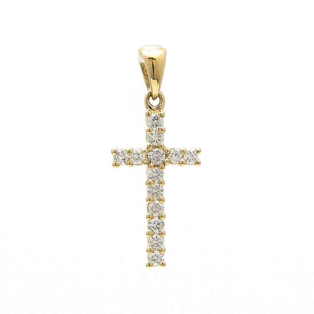 .25ct Diamond Yellow Gold Cross Pendant