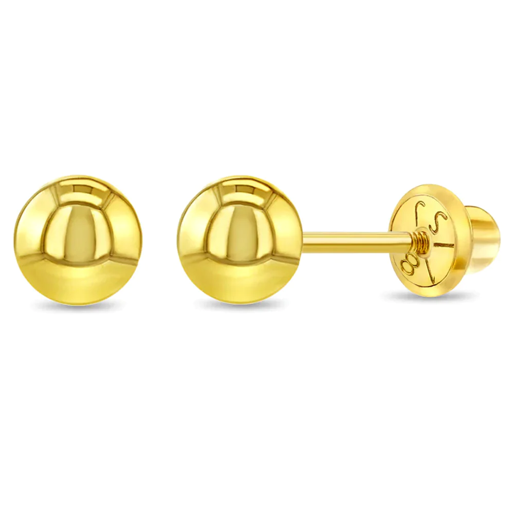 18K Classic 5MM Ball Earrings