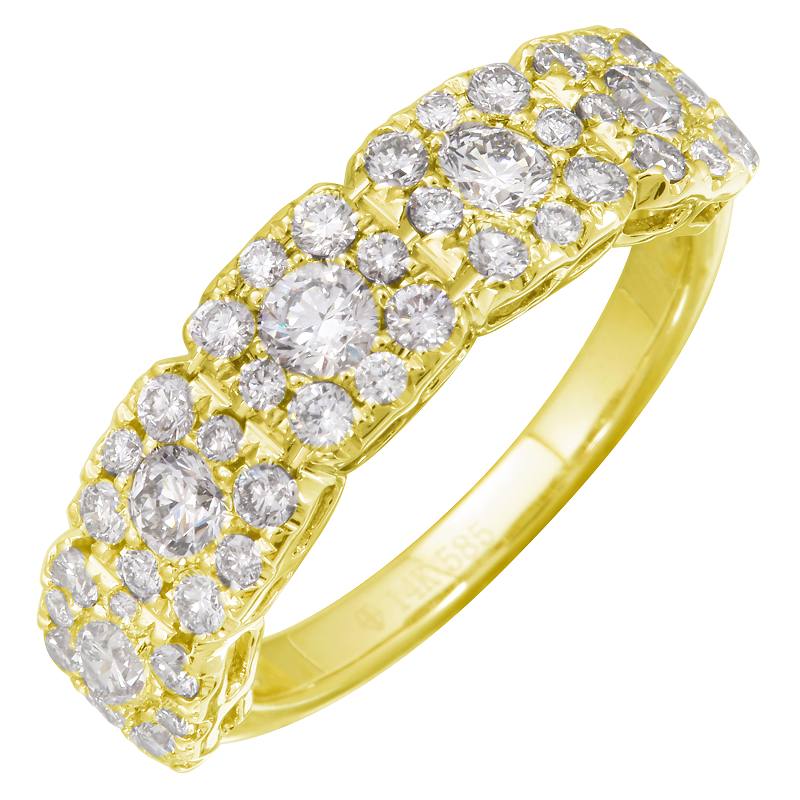 1.23CT Diamond Clusters Yellow Gold Ring