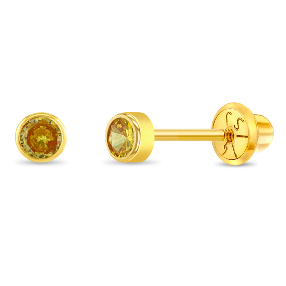 Kids Birthstone 3MM Zirconia Stud Earrings