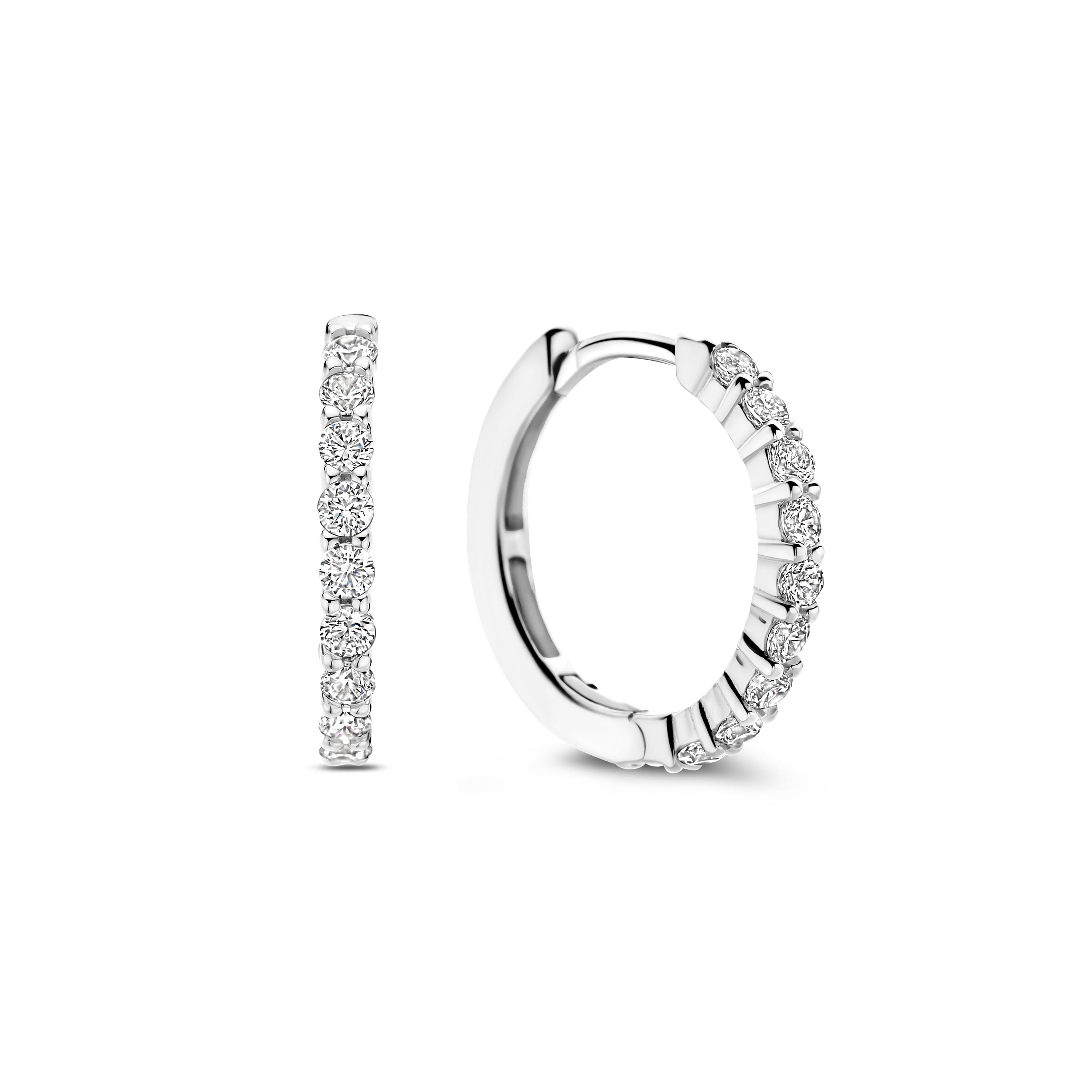 Thick 18MM Silver Sparkle Huggie Earrings