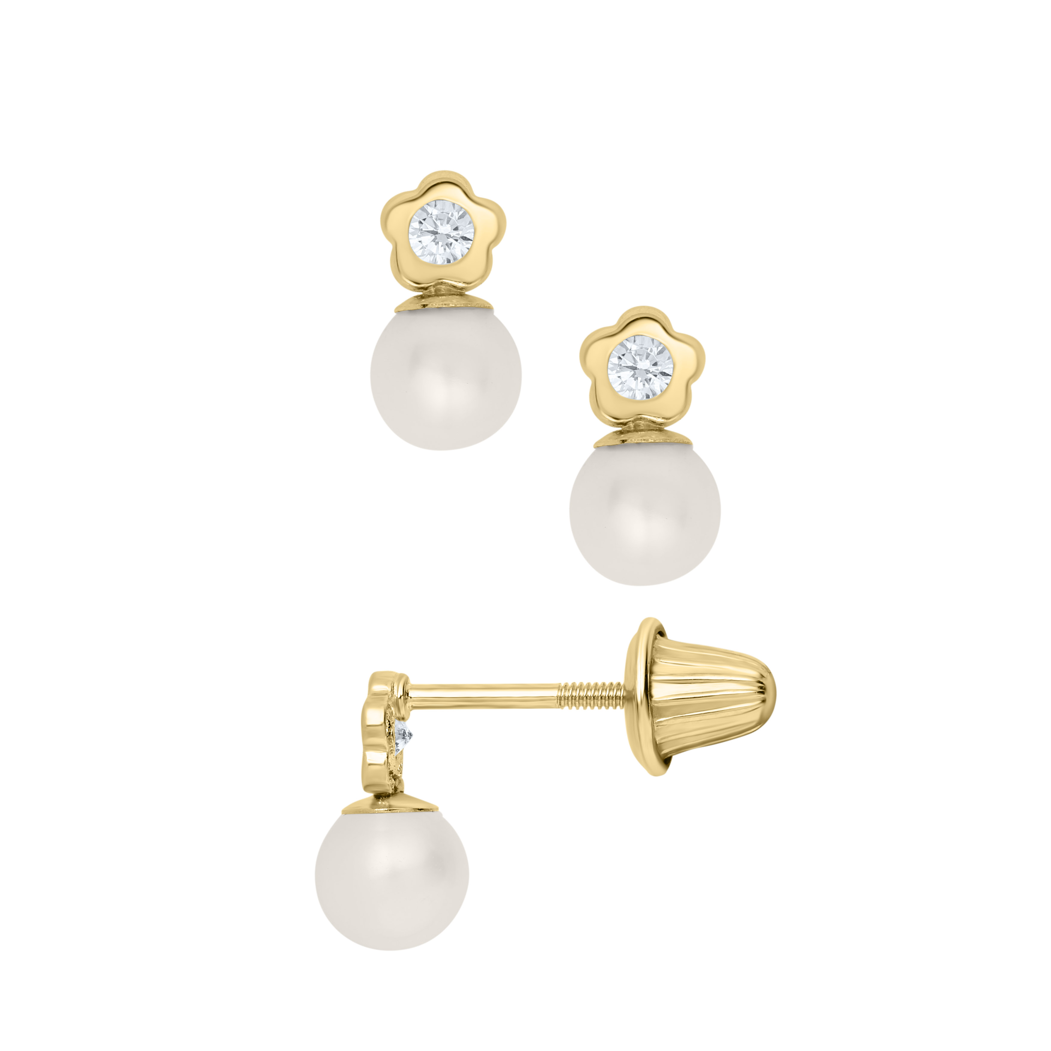 Flower Pearl Kids Stud Earrings