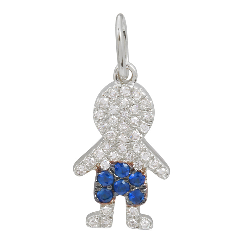 Boy Diamond and Sapphire Pendant 14KW