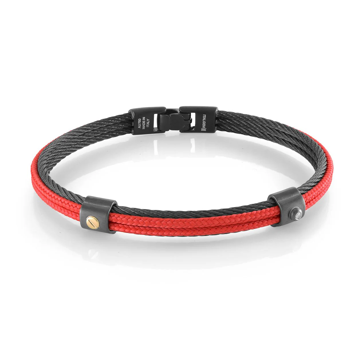 Red Cord Black Steel Bracelet