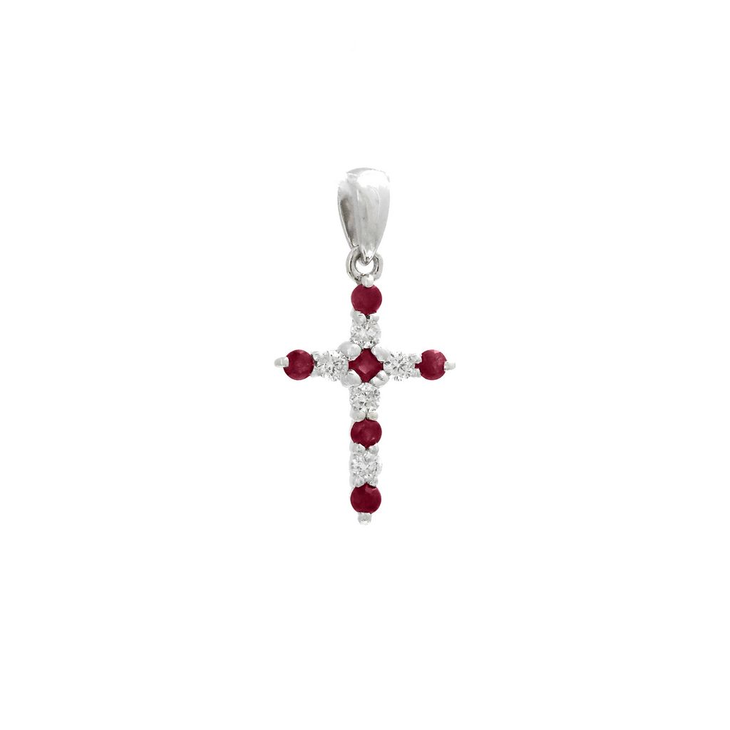 Rubies and Diamonds Cross Pendant