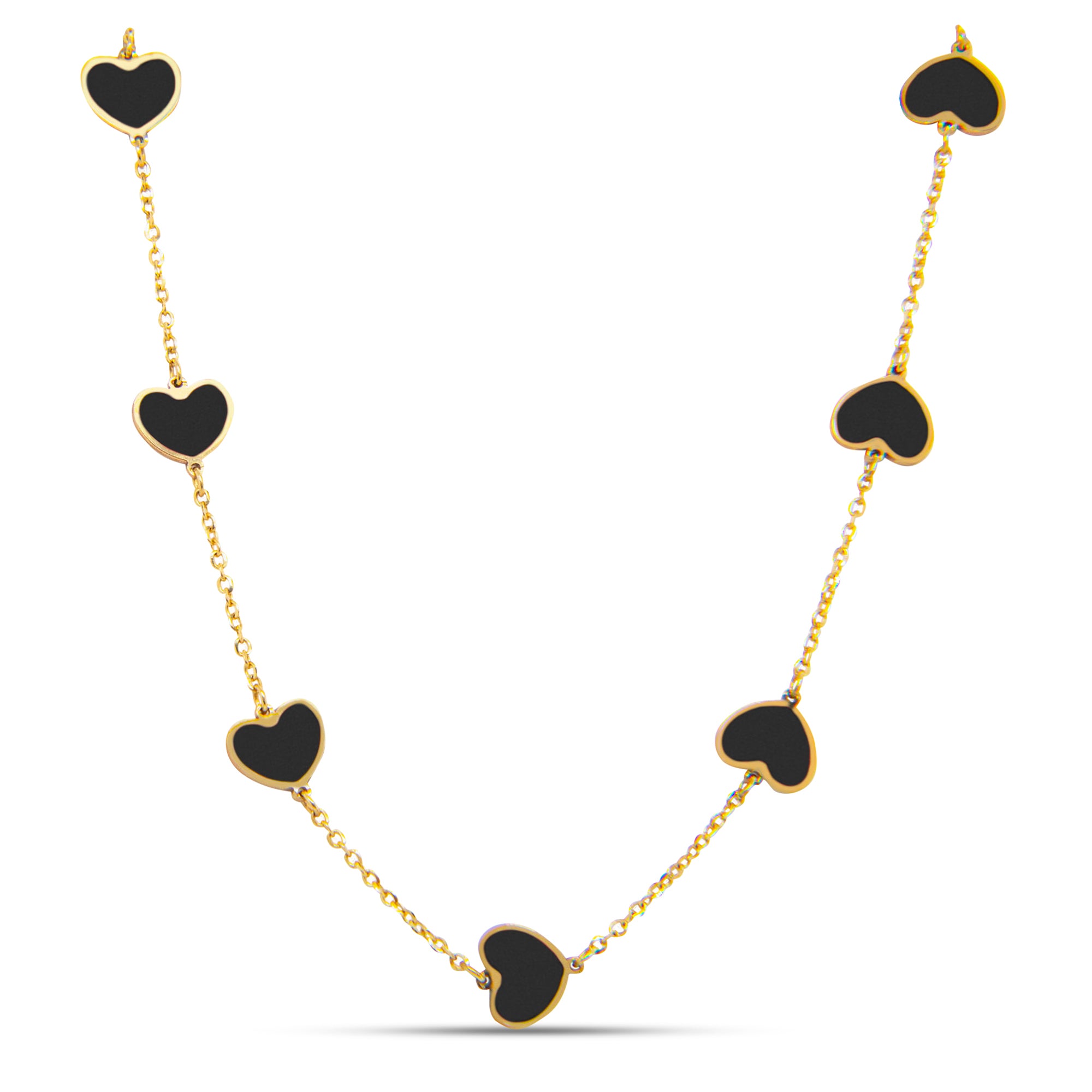 Heart Inlay Onyx Necklace
