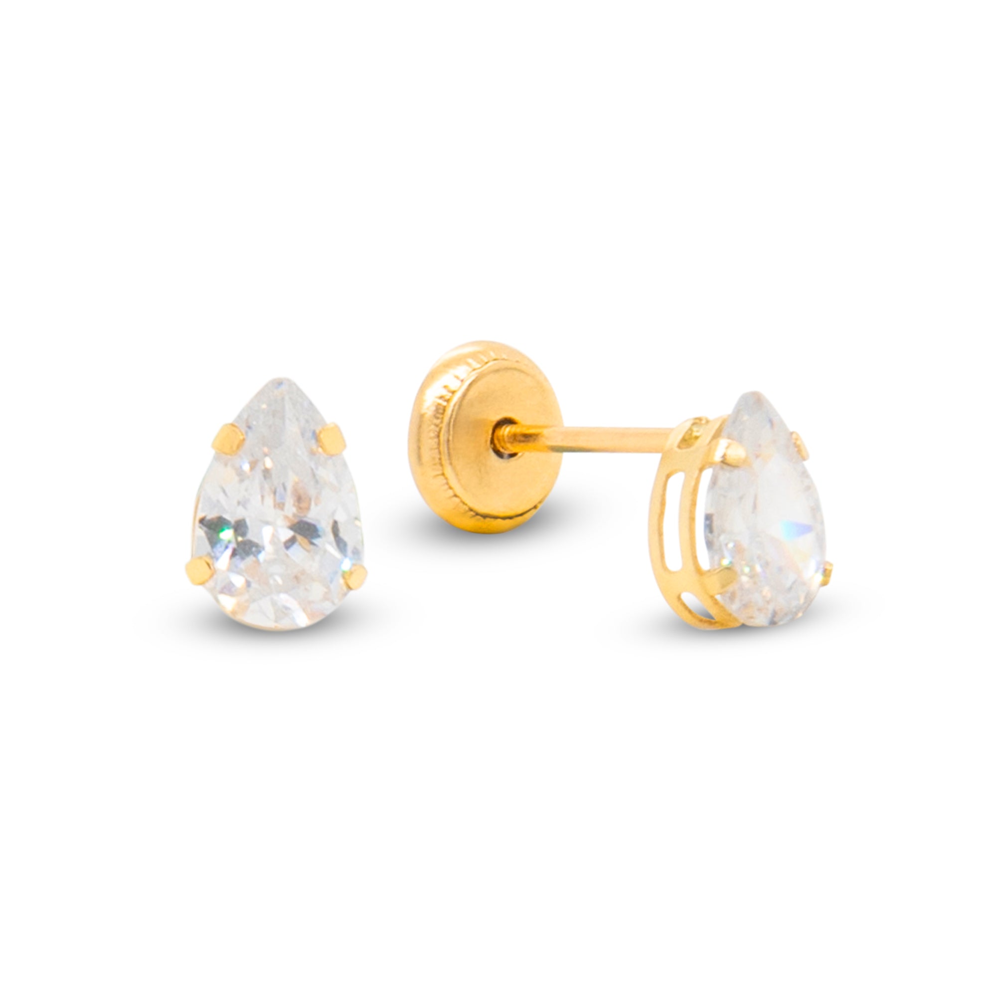 Pear Solitaire 7MM Zirconia Stud Earrings