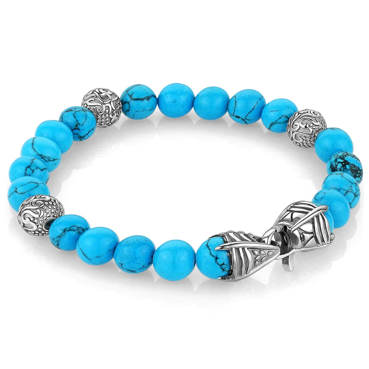 Turquoise Bead Steel Bracelet