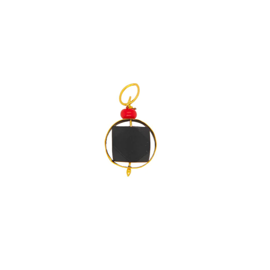 4MM Azabache Coral 14K Gold Pendant