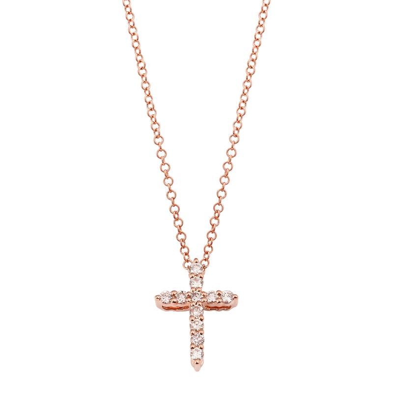 .14ct Diamond Cross Rose Gold Necklace