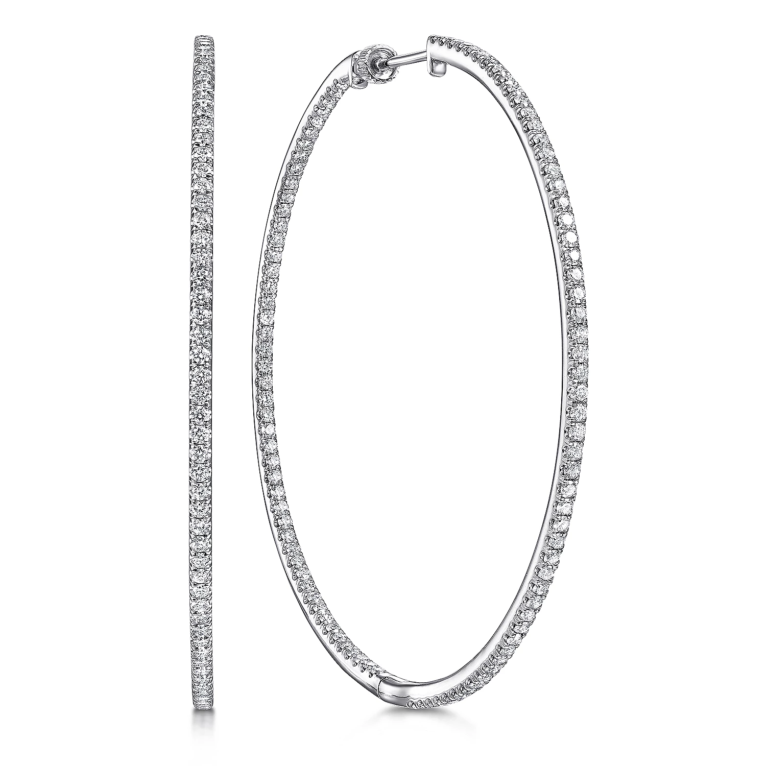 3.17ct Diamond White Gold Hoop Earrings 60MM