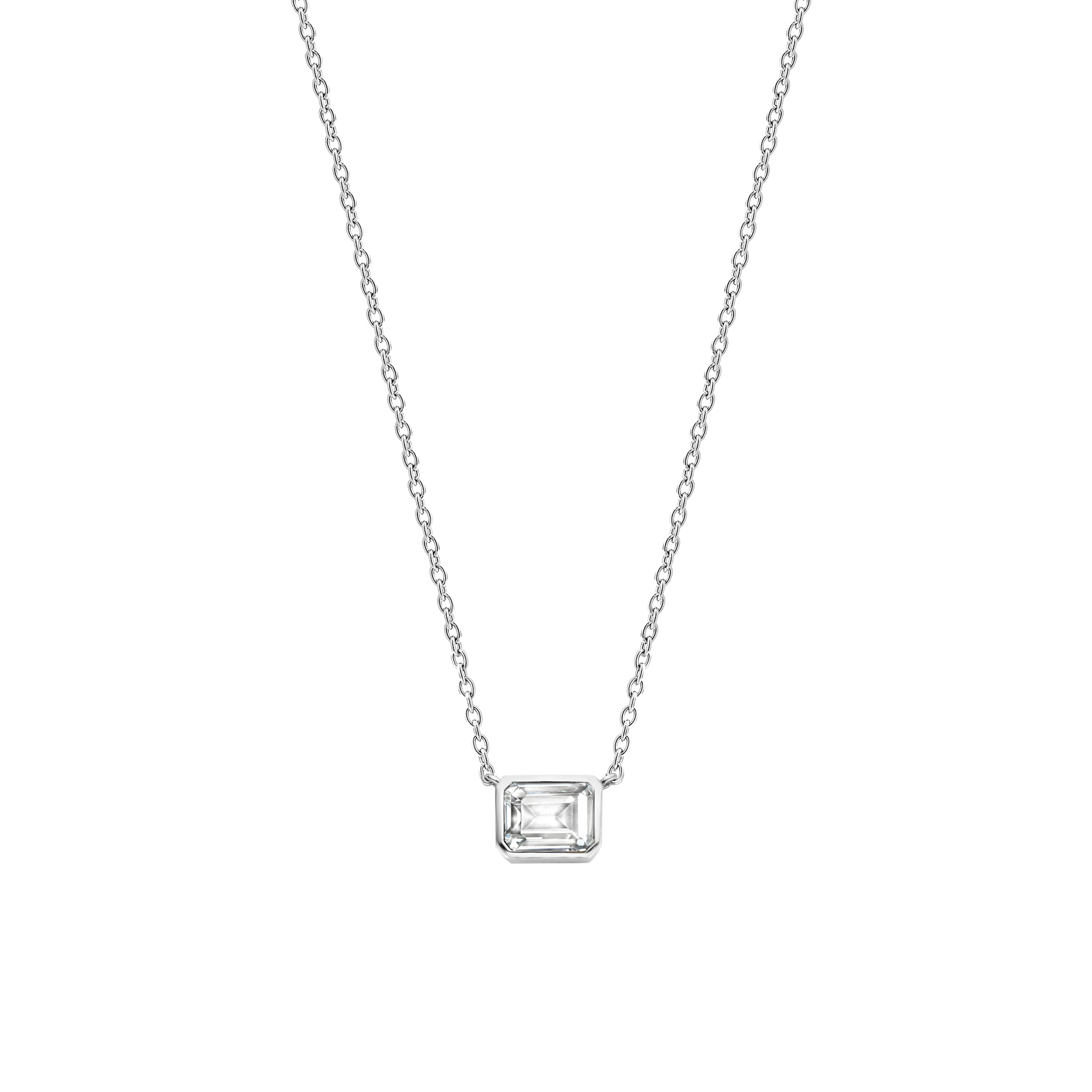 Clear Gem Sideway Necklace