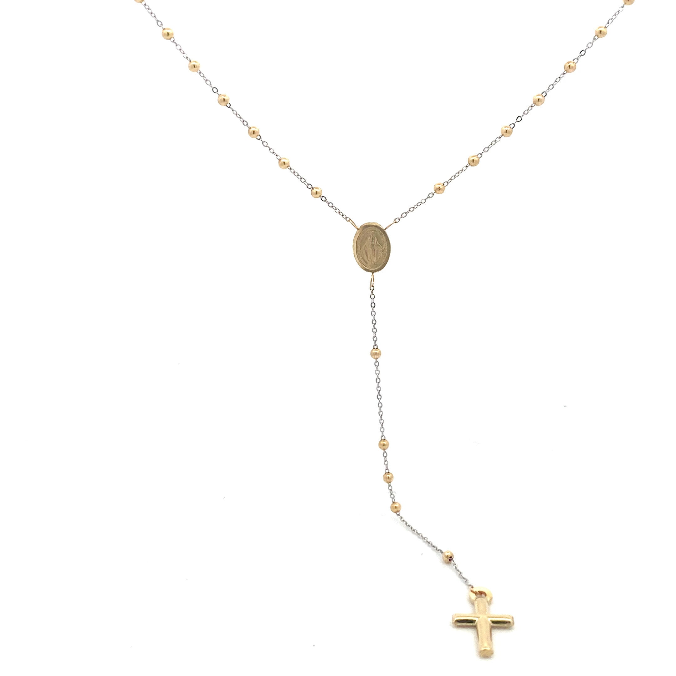 Two Tone Rosary Necklace 14K